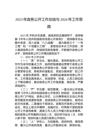 2023年政务公开工作总结与2024年工作思路