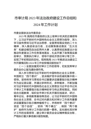 市审计局2023年法治政府建设工作总结和2024年工作计划