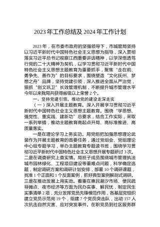 2023年工作总结及2024年工作计划