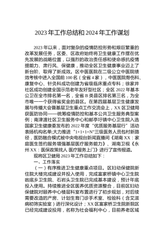 2023年工作总结和2024年工作谋划