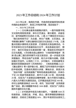 2023年工作总结和2024年工作计划