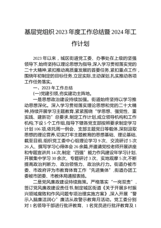 基层党组织2023年度工作总结暨2024年工作计划