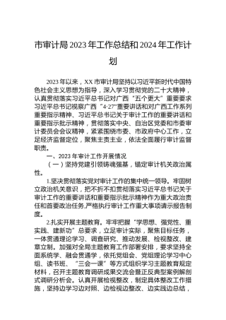 市审计局2023年工作总结和2024年工作计划