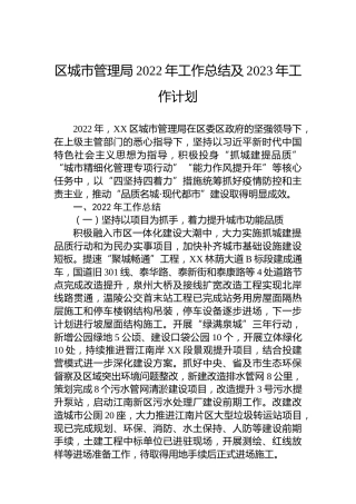 区城市管理局2022年工作总结及2023年工作计划