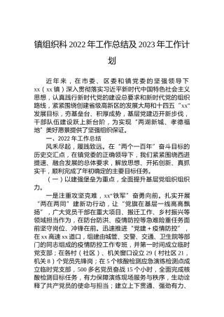 镇组织科2022年工作总结及2023年工作计划