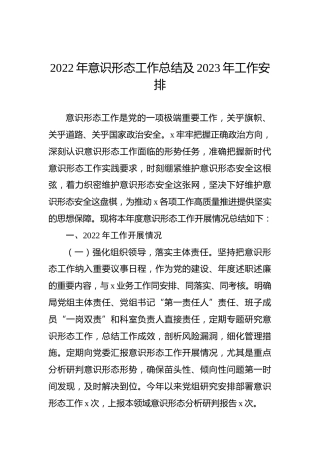 2022年意识形态工作总结及2023年工作安排
