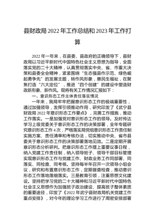 县财政局2022年工作总结和2023年工作打算