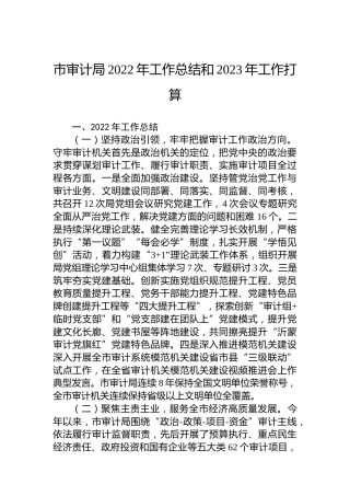 市审计局2022年工作总结和2023年工作打算