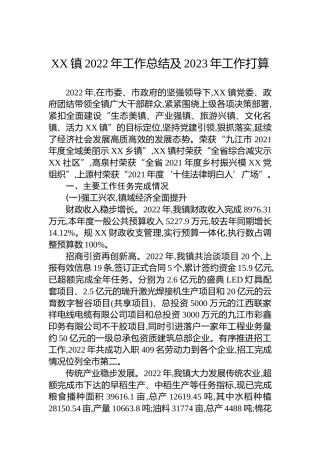 XX镇2022年工作总结及2023年工作打算