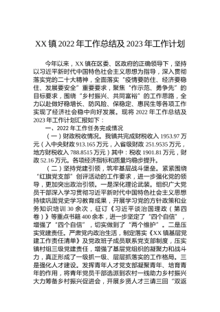 XX2022年工作总结及2023年工作计划