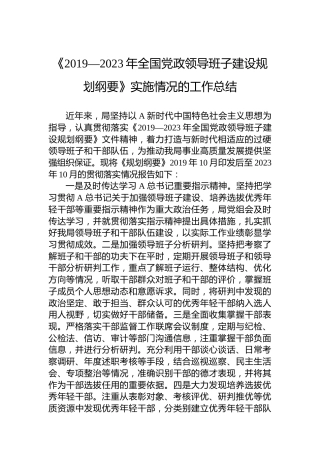 《2019—2023年全国党政领导班子建设规划纲要》实施情况的工作总结