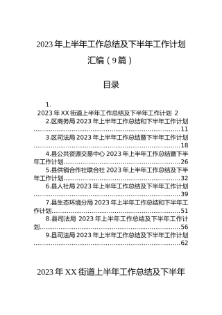 2023年上半年工作总结及下半年工作计划汇编（9篇）（2）