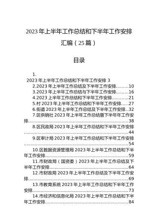 2023年上半年工作总结和下半年工作安排汇编（25篇）
