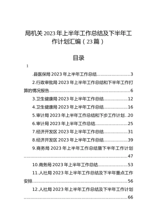 局机关2023年上半年工作总结及下半年工作计划汇编（23篇）