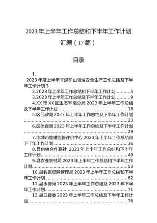 2023年上半年工作总结和下半年工作计划汇编（17篇）