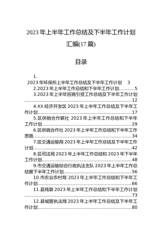 2023年上半年工作总结及下半年工作计划汇编（17篇）