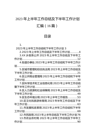2023年上半年工作总结及下半年工作计划汇编（16篇）