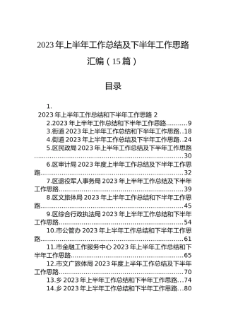 2023年上半年工作总结及下半年工作思路汇编（15篇）
