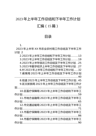 2023年上半年工作总结和下半年工作计划汇编（15篇）