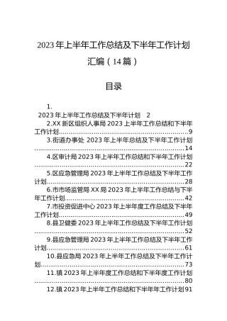 2023年上半年工作总结及下半年工作计划汇编（14篇）