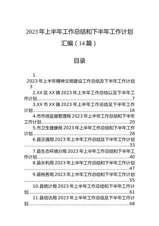 2023年上半年工作总结和下半年工作计划汇编（14篇）