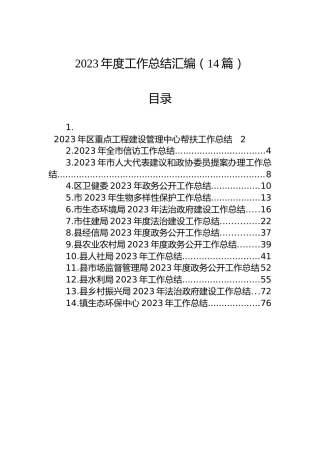 2023年度工作总结汇编（14篇）