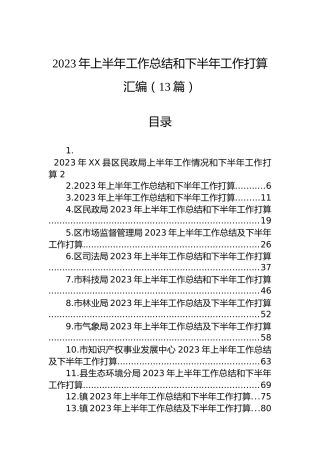 2023年上半年工作总结和下半年工作打算汇编（13篇）