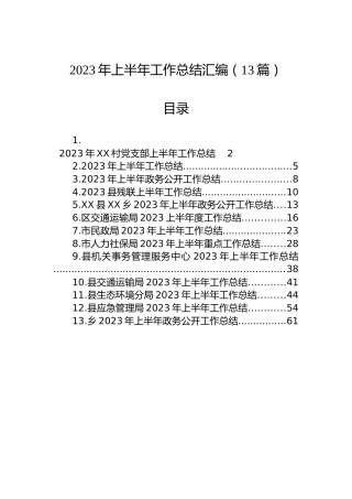 2023年上半年工作总结汇编（13篇）
