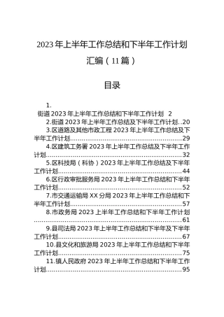 2023年上半年工作总结和下半年工作计划汇编（11篇）