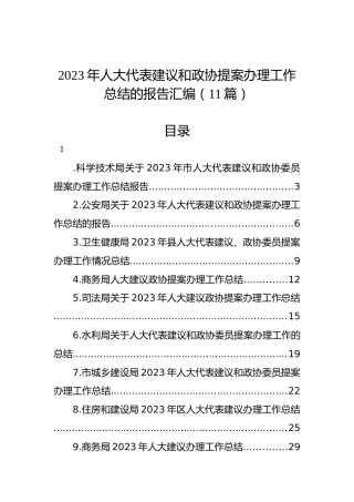 2023年人大代表建议和政协提案办理工作总结的报告汇编（11篇）