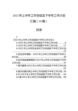 2023年上半年工作总结及下半年工作计划汇编（10篇）