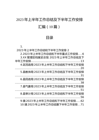 2023年上半年工作总结及下半年工作安排汇编（10篇）