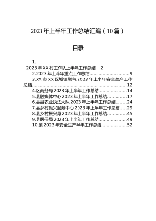 2023年上半年工作总结汇编（10篇）