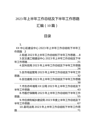 2023年上半年工作总结及下半年工作思路汇编（10篇）