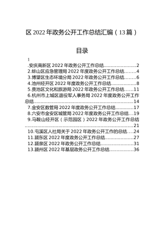区2022年政务公开工作总结汇编（13篇）