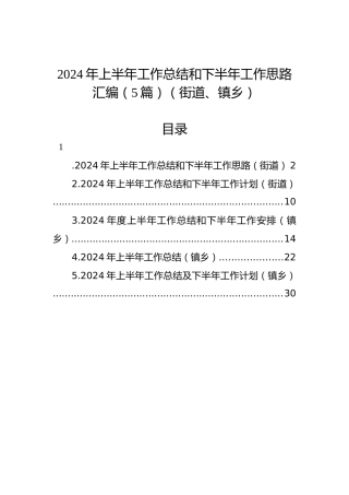2024年上半年工作总结和下半年工作思路汇编（5篇）（街道、镇乡）