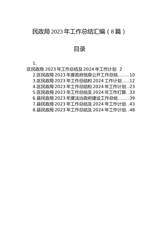 民政局2023年工作总结汇编（8篇）