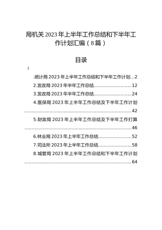 局机关2023年上半年工作总结和下半年工作计划汇编（8篇）