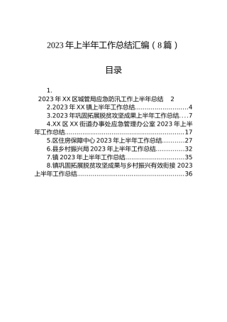 2023年上半年工作总结汇编（8篇）