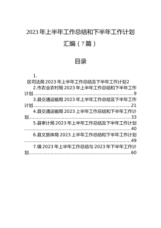 2023年上半年工作总结和下半年工作计划汇编（7篇）