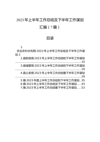 2023年上半年工作总结及下半年工作谋划汇编（7篇）