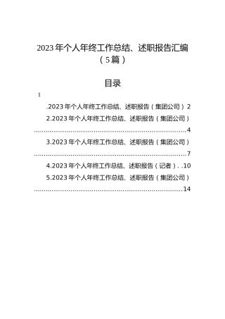 2023年个人年终工作总结、述职报告汇编（5篇）