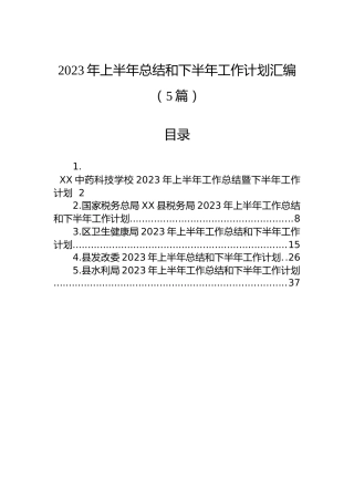 2023年上半年总结和下半年工作计划汇编（5篇）
