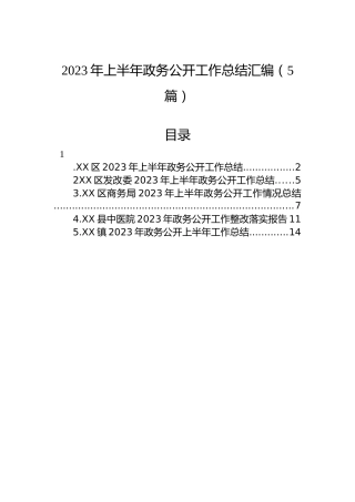 2023年上半年政务公开工作总结汇编（5篇）