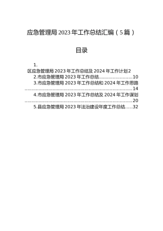 应急管理局2023年工作总结汇编（5篇）