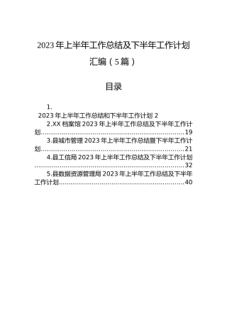 2023年上半年工作总结及下半年工作计划汇编（5篇）