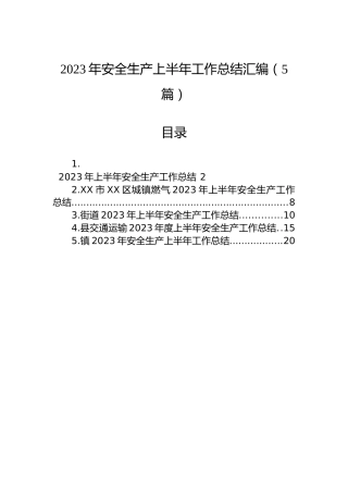 2023年安全生产上半年工作总结汇编（5篇）