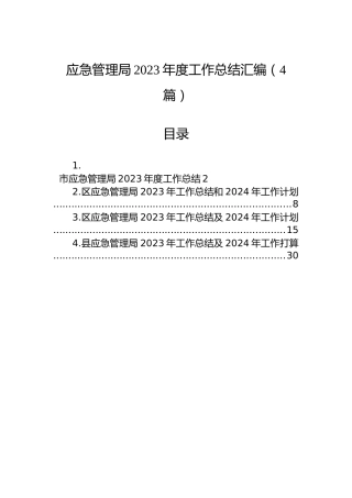 应急管理局2023年度工作总结汇编（4篇）