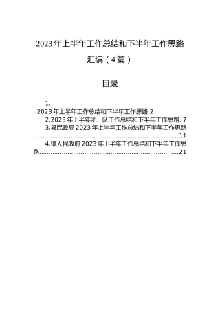 2023年上半年工作总结和下半年工作思路汇编（4篇）