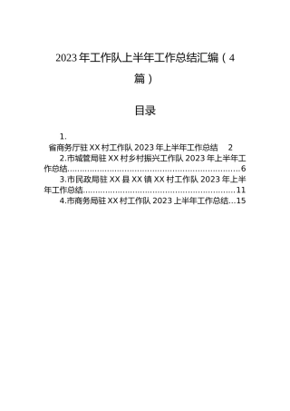 2023年工作队上半年工作总结汇编（4篇）